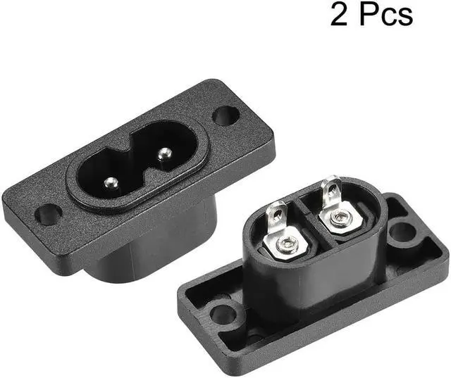 Alt view image 2 of 5 - C8 Panel Mount Plug Adapter AC 250V 10A 2 Pins IEC Inlet Module Plug Power Connector Socket Straight with 2 Wire 2pcs