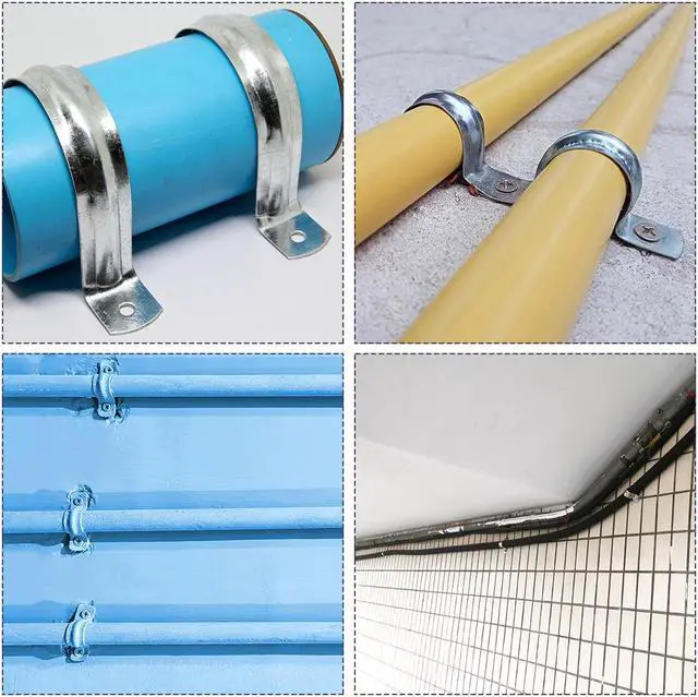 Alt view image 4 of 4 - 18mm(0.7") Rigid Pipe Strap, 2 Holes Tube Straps 304 Stainless Steel Tension Tube Clamp 4pcs