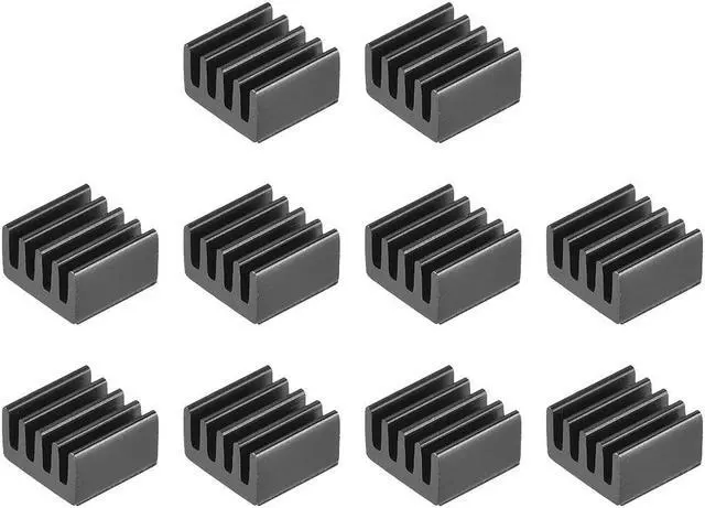 Main image of 5x9x9mm Black Aluminum Heatsink Self Adhesive Pad Cooler for Cooling 3D Printers 10Pcs