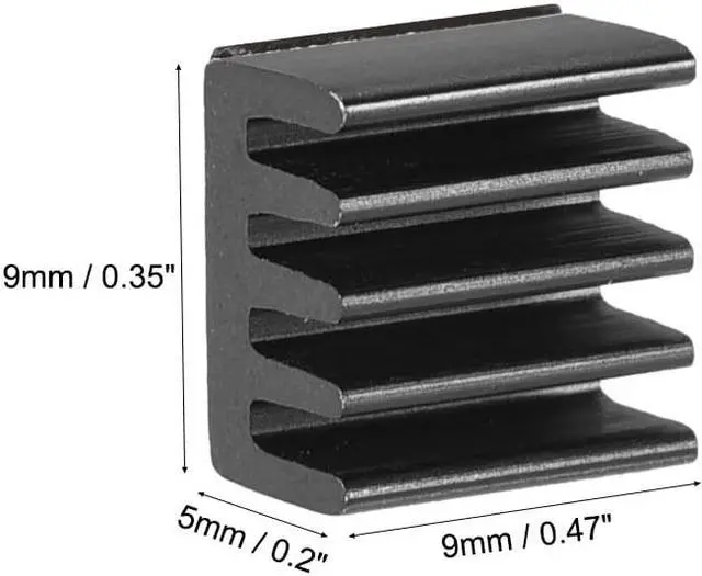 Alt view image 3 of 4 - 5x9x9mm Black Aluminum Heatsink Self Adhesive Pad Cooler for Cooling 3D Printers 10Pcs