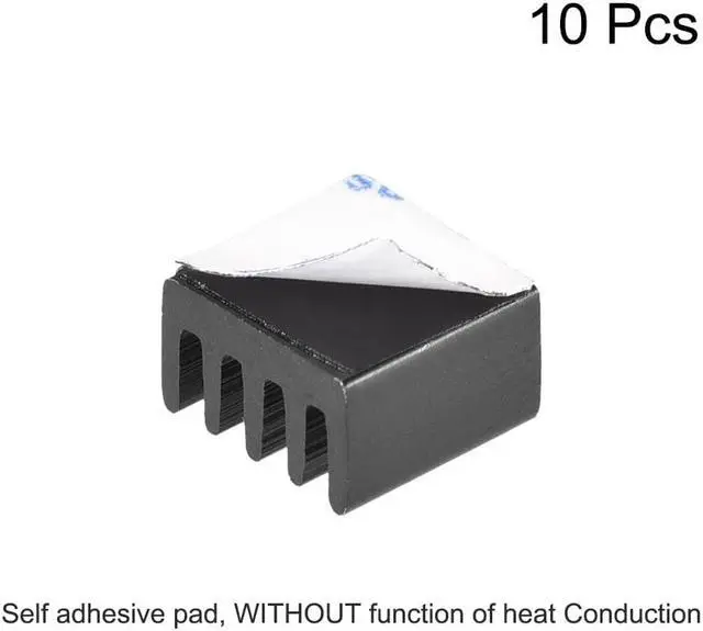 Alt view image 2 of 4 - 5x9x9mm Black Aluminum Heatsink Self Adhesive Pad Cooler for Cooling 3D Printers 10Pcs