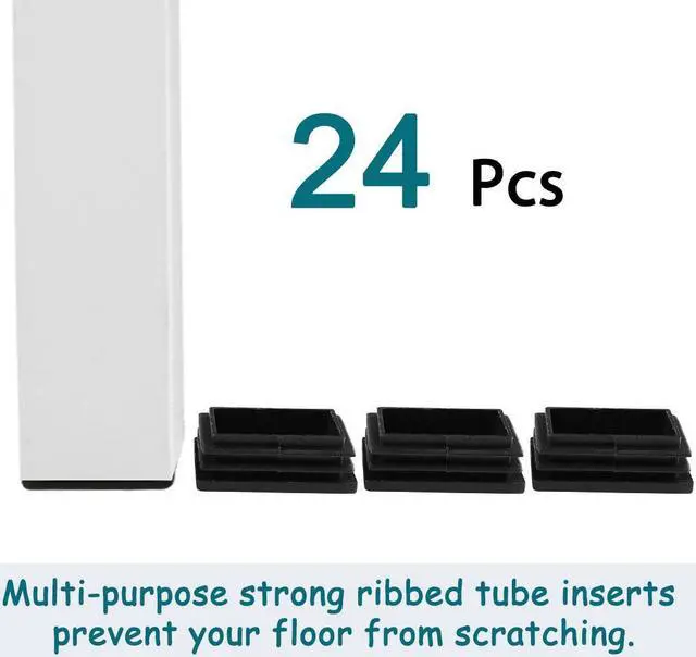 Alt view image 7 of 7 - 24pcs 20 x 40mm Plastic Rectangle Ribbed Tube Inserts End Cover Cap Furniture Chair Table Feet Floor Protector