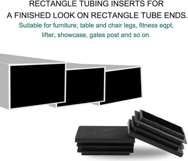 Alt view image 6 of 7 - 24pcs 20 x 40mm Plastic Rectangle Ribbed Tube Inserts End Cover Cap Furniture Chair Table Feet Floor Protector