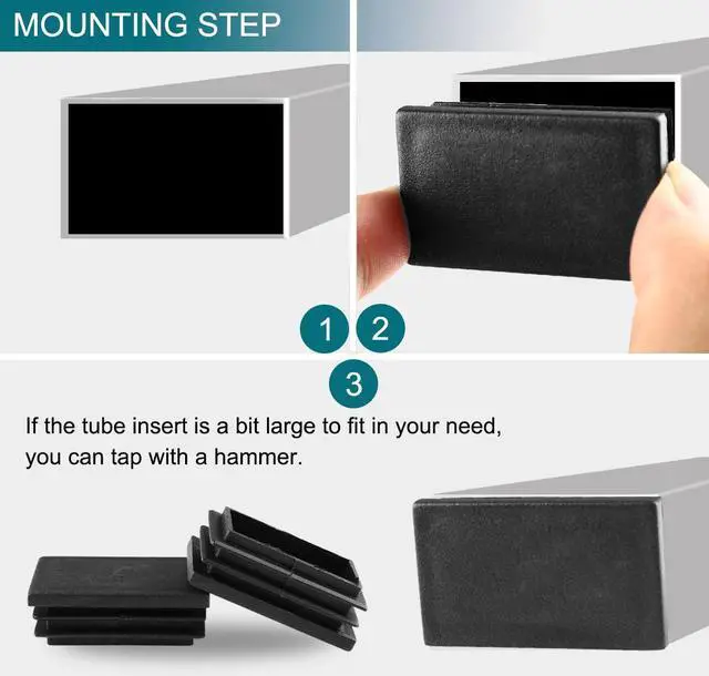 Alt view image 5 of 7 - 24pcs 20 x 40mm Plastic Rectangle Ribbed Tube Inserts End Cover Cap Furniture Chair Table Feet Floor Protector