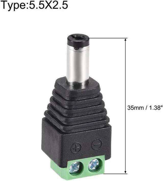 Alt view image 2 of 3 - 5Pcs 5.5x2.5mm DC Power Jack Plug Adapter Connector for LED Strip CCTV Camera Cable Wire Ends