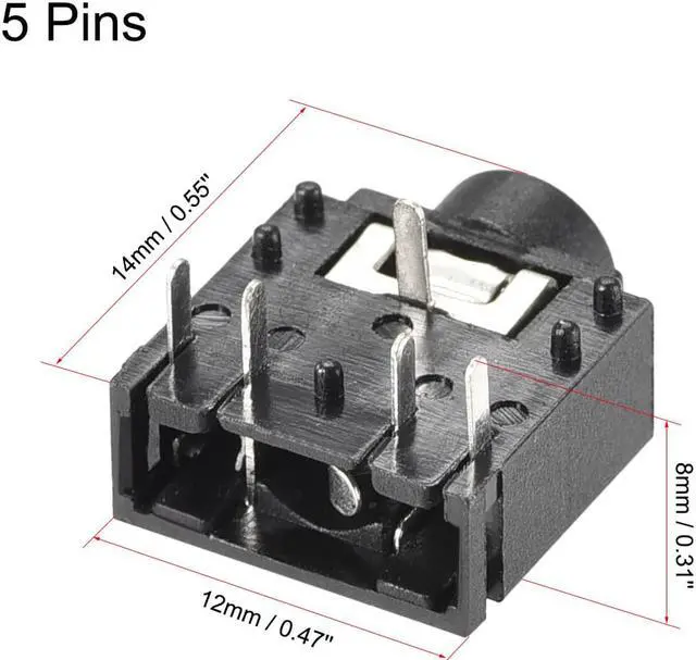 Alt view image 2 of 3 - 3.5mm Headphone Jack Female Audio Socket Connector Stereo 5 Pins Plastic PCB Mount Black 15pcs