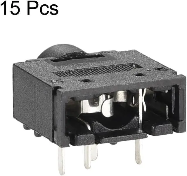 Alt view image 3 of 3 - 3.5mm Headphone Jack Female Audio Socket Connector Stereo 5 Pins Plastic PCB Mount Black 15pcs