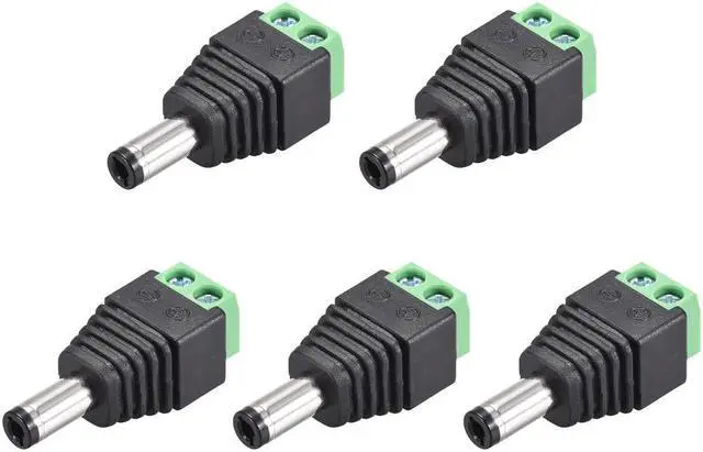 Main image of 5Pcs 5.5x2.5mm DC Power Jack Plug Adapter Connector for LED Strip CCTV Camera Cable Wire Ends