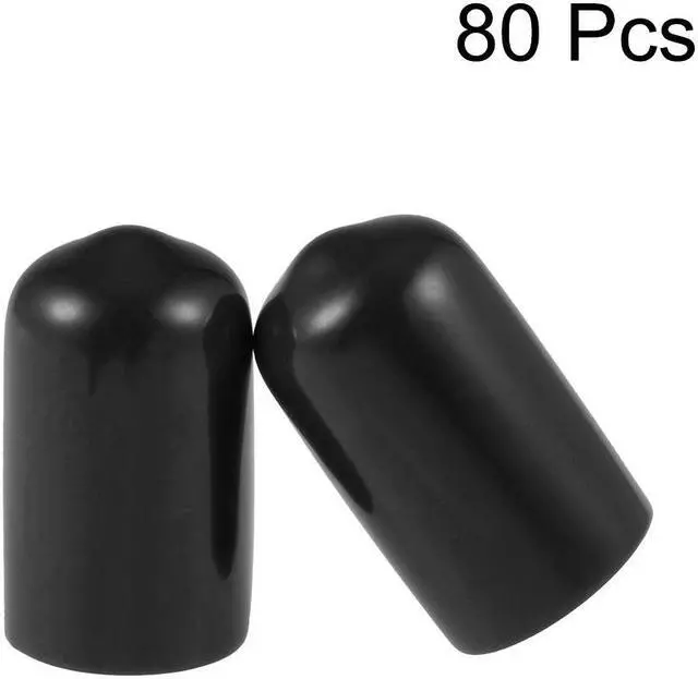 Alt view image 2 of 4 - 80pcs Rubber End Caps 10mm ID Vinyl Round End Cap Cover Screw Thread Protectors Black