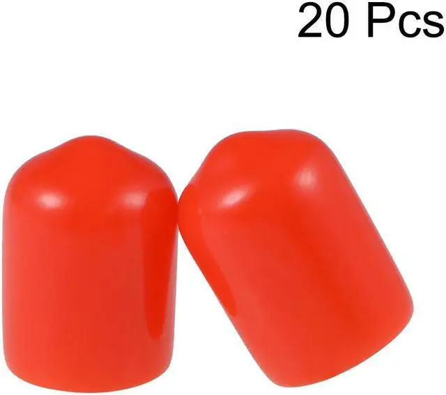 Alt view image 2 of 3 - 20pcs Rubber End Caps 3/8"(9.5mm) ID Vinyl Round End Cap Cover Screw Thread Protectors Red