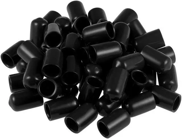 Alt view image 4 of 4 - 80pcs Rubber End Caps 10mm ID Vinyl Round End Cap Cover Screw Thread Protectors Black