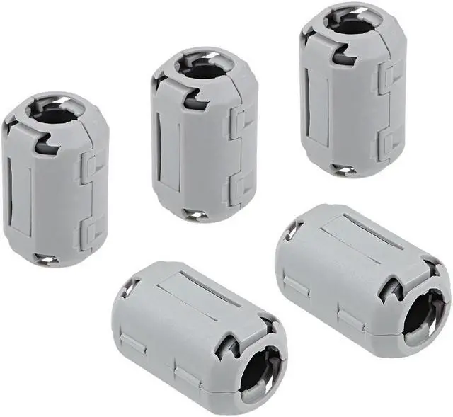 Main image of 13mm Ferrite Cores Ring Clip-On RFI EMI Noise Suppression Filter Cable Clip, Grey 5pcs