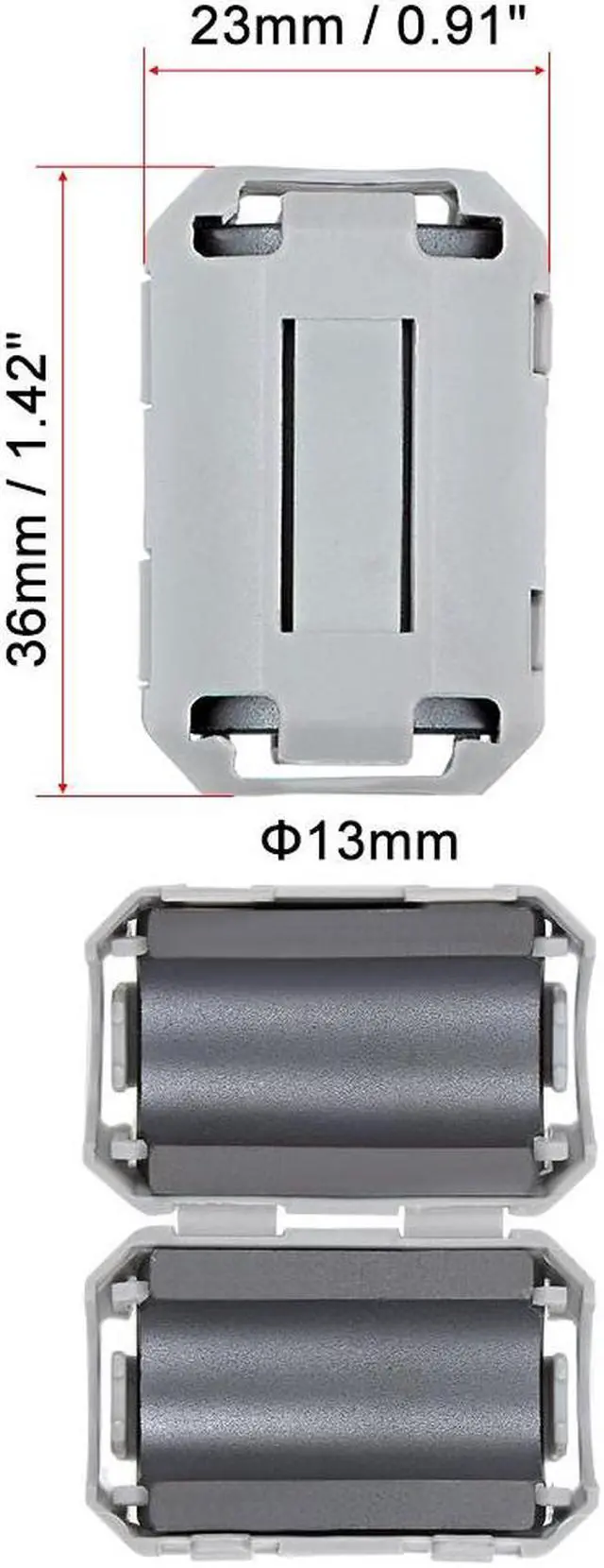 Alt view image 2 of 4 - 13mm Ferrite Cores Ring Clip-On RFI EMI Noise Suppression Filter Cable Clip, Grey 5pcs