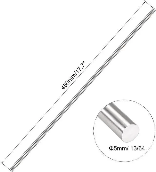 Alt view image 2 of 4 - 5mm x 450mm 304 Stainless Steel Solid Round Rod for DIY Craft - 4pcs