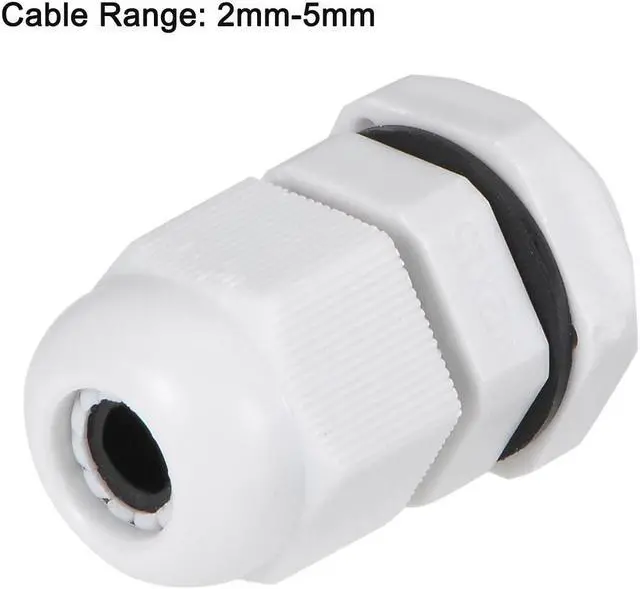 Alt view image 2 of 7 - M12x1.5 Cable Gland 2mm-5mm Wire Hole Waterproof Nylon Joint Adjustable Locknut with Washer White 10pcs
