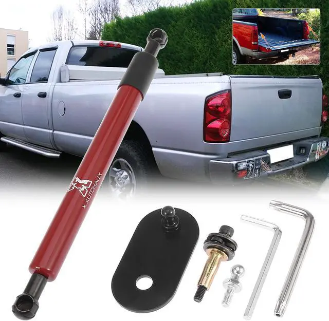 Alt view image 4 of 7 - Car Tailgate Lift Support Rear Gate Gas Struts Spring Red Set for Dodge for Ram 1500 2500 3500 2009-2018