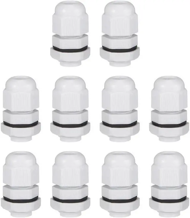 Main image of M12x1.5 Cable Gland 2mm-5mm Wire Hole Waterproof Nylon Joint Adjustable Locknut with Washer White 10pcs