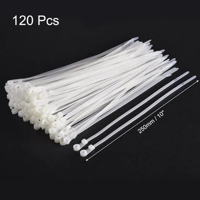 Alt view image 2 of 4 - Mount Head Cable Zip Ties 10 Inch Screw Hole Nylon Wire Strap White 120pcs
