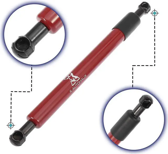 Alt view image 3 of 7 - Car Tailgate Lift Support Rear Gate Gas Struts Spring Red Set for Dodge for Ram 1500 2500 3500 2009-2018