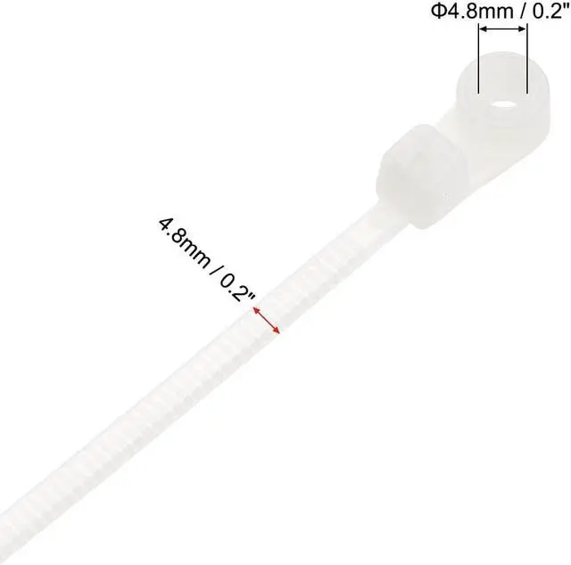 Alt view image 4 of 4 - Mount Head Cable Zip Ties 8 Inch 4.8mm Screw Hole Nylon Wire Strap White 50pcs