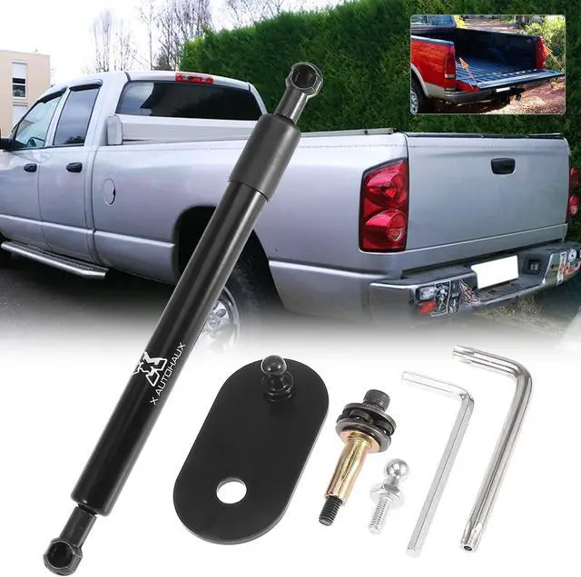 Alt view image 4 of 7 - Car Tailgate Lift Support Rear Gate Gas Struts Spring Black Set for Dodge for Ram 1500 2500 3500 2009-2018