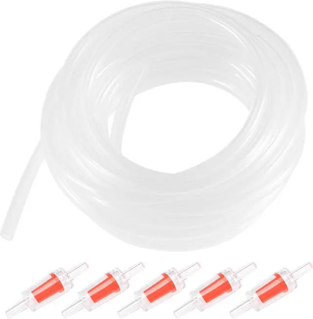 Main image of Silicone Tubing 4mm ID 6mm(1/4") OD 5m Aquarium Pump Air Hose Water Pipe Silicone Rubber Tube Clear with Check Valves