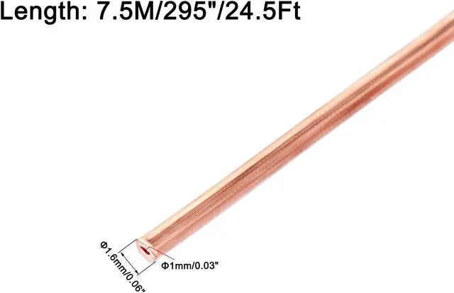 Alt view image 2 of 4 - Refrigeration Tubing 1.6mm OD x 0.6mm ID x 24.5Ft Length Copper Tubing Coil