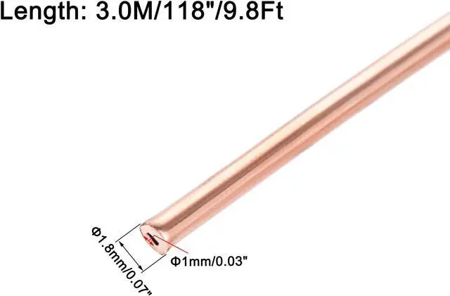 Alt view image 2 of 4 - Refrigeration Tubing 9/128" OD x 1/32" ID x 9.8Ft Length Copper Tubing Coil