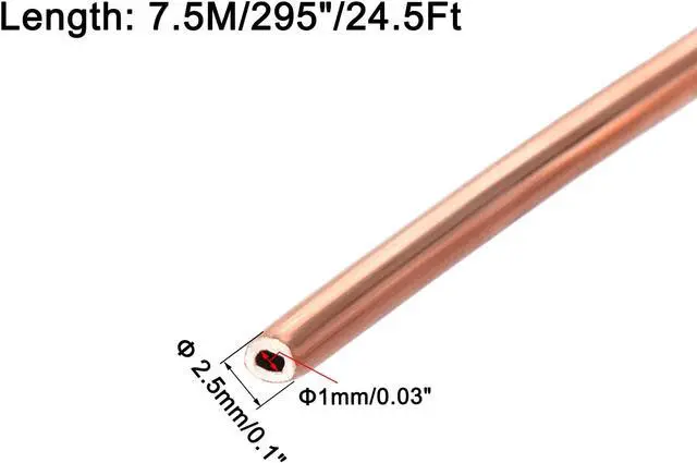 Alt view image 2 of 4 - Refrigeration Tubing 2.5mm OD x 1.5mm ID x 24.5Ft Length Copper Tubing Coil