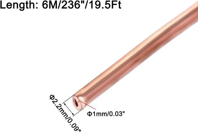 Alt view image 6 of 7 - Refrigeration Tubing 2.2mm OD x 1.2mm ID x 19.5Ft Length Copper Tubing Coil
