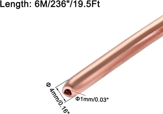 Alt view image 2 of 4 - Refrigeration Tubing 4mm OD x 3mm ID x 19.5Ft Length Copper Tubing Coil