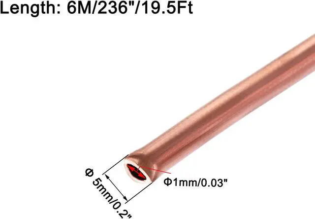 Alt view image 2 of 7 - Refrigeration Tubing 1.8mm OD x 0.8mm ID x 19.5Ft Length Copper Tubing Coil