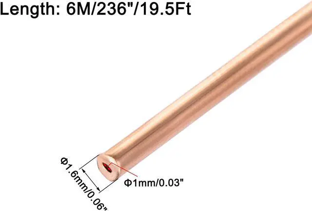 Alt view image 2 of 4 - Refrigeration Tubing 1.6mm OD x 0.6mm ID x 19.5Ft Length Copper Tubing Coil