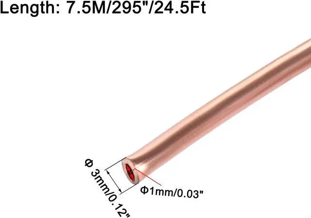 Alt view image 2 of 7 - Refrigeration Tubing 2.2mm OD x 1.2mm ID x 19.5Ft Length Copper Tubing Coil