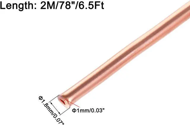 Alt view image 2 of 4 - Refrigeration Tubing 9/128" OD x 1/32" ID x 6.5Ft Length Copper Tubing Coil