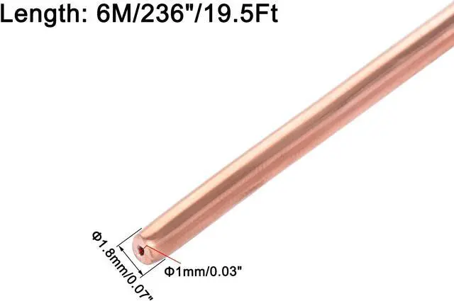 Alt view image 6 of 7 - Refrigeration Tubing 1.8mm OD x 0.8mm ID x 19.5Ft Length Copper Tubing Coil