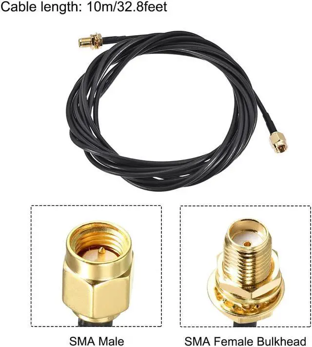 Alt view image 2 of 5 - SMA Male to SMA Female Bulkhead Antenna Cable RF RG174 Coax Cable 10M/32.8 Ft