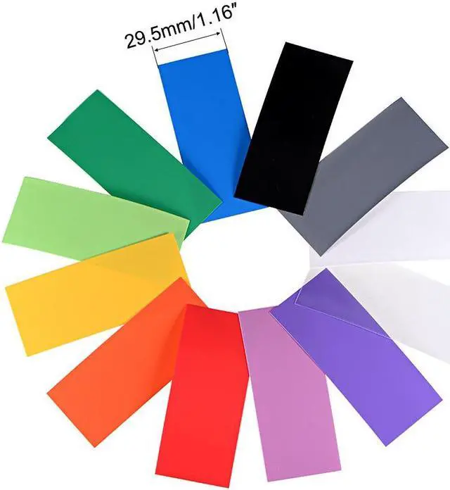 Alt view image 2 of 4 - 240pcs Battery Wrap Kit, 29.5mm Flat Width 72mm PVC Heat Shrink Tube Wraps for 18650 Battery Pack 12 Colors