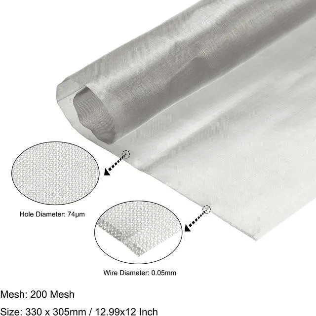 Alt view image 2 of 4 - Woven Wire Mesh 13"x12" 330x305mm, 200 Mesh 304 Stainless Steel Filter Screen Sheet, for Computer Cooling Fan Air Ventilation Cabinet
