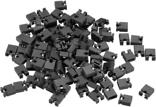 Main image of 100pcs 2mm Standard Pin Header Jumper Cap Short Circuit Connection Cap Mini Micro Jumper Bridge Plug Black