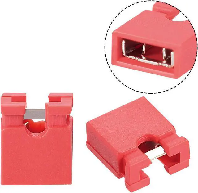 Alt view image 3 of 5 - 50pcs 2.54mm Standard Pin Header Jumper Cap Short Circuit Connection Cap Mini Micro Jumper Bridge Plug Red