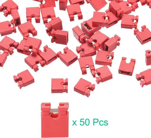 Alt view image 4 of 5 - 50pcs 2.54mm Standard Pin Header Jumper Cap Short Circuit Connection Cap Mini Micro Jumper Bridge Plug Red