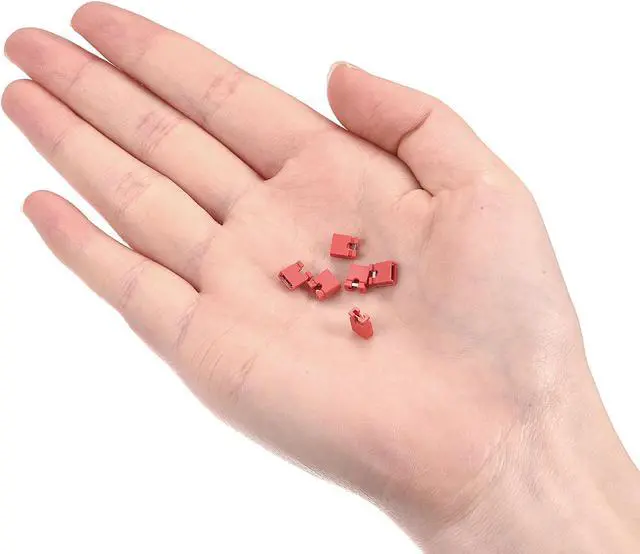 Alt view image 5 of 5 - 50pcs 2.54mm Standard Pin Header Jumper Cap Short Circuit Connection Cap Mini Micro Jumper Bridge Plug Red