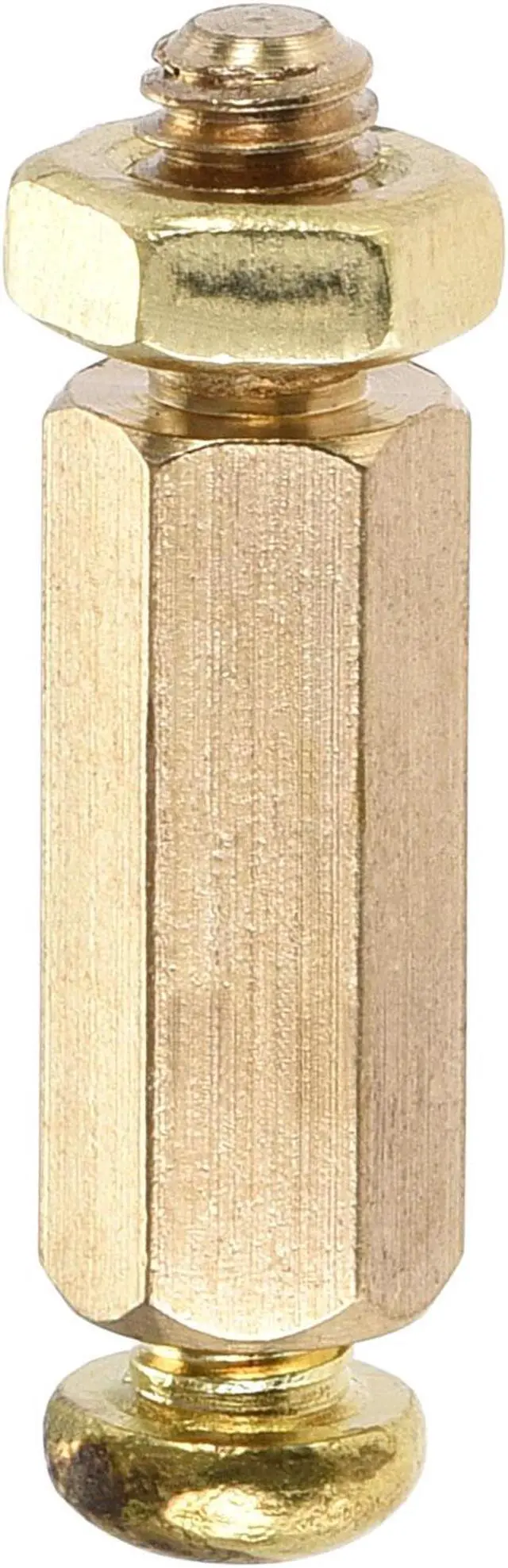 Alt view image 5 of 6 - M4 Hex Brass Standoff Spacer 15mm+6mm Male-Female Pillar Screw Nut Kit 10 Sets