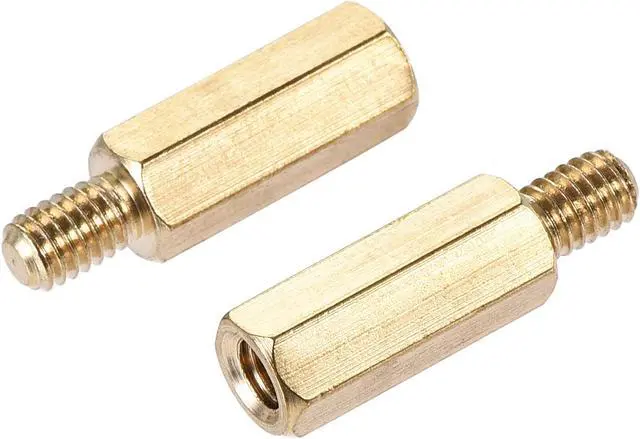 Alt view image 4 of 6 - M4 Hex Brass Standoff Spacer 15mm+6mm Male-Female Pillar Screw Nut Kit 10 Sets