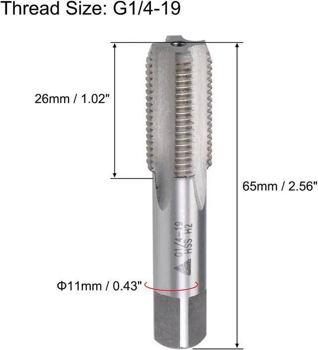 Alt view image 2 of 6 - G1/4-19 Pipe Thread Tap Right Hand Machine Tap HSS Uncoated Straight Flute
