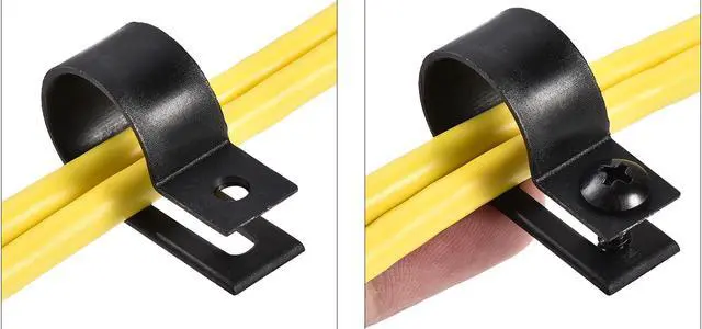 Alt view image 5 of 5 - 19mm Nylon R Type Cable Clip Wire Clamp with Screws Black 50pcs