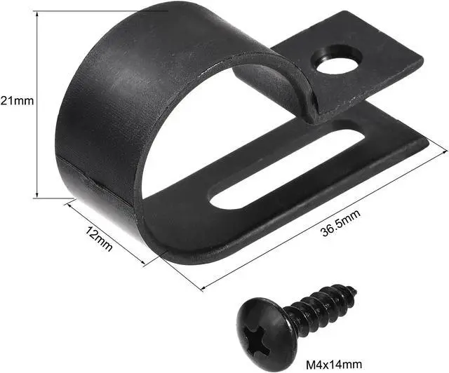 Alt view image 2 of 5 - 19mm Nylon R Type Cable Clip Wire Clamp with Screws Black 50pcs