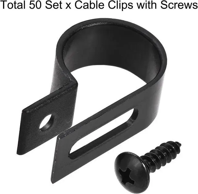 Alt view image 3 of 5 - 19mm Nylon R Type Cable Clip Wire Clamp with Screws Black 50pcs
