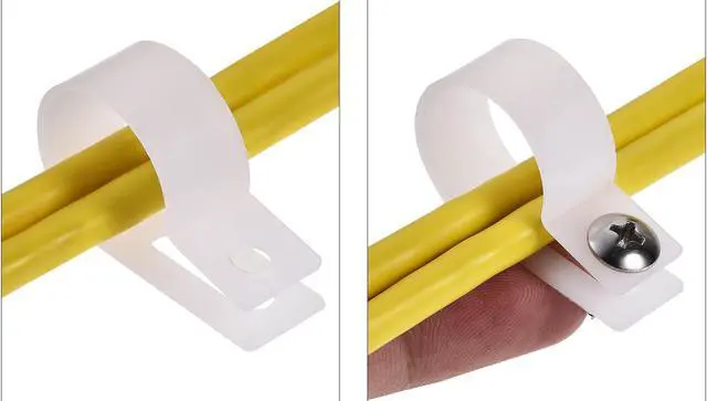 Alt view image 5 of 5 - 19mm Nylon R Type Cable Clip Wire Clamp with Screws White 50pcs